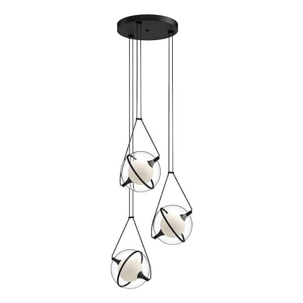 Aries 18 in. 3-Light 29-Watt Black Integrated LED Chandelier