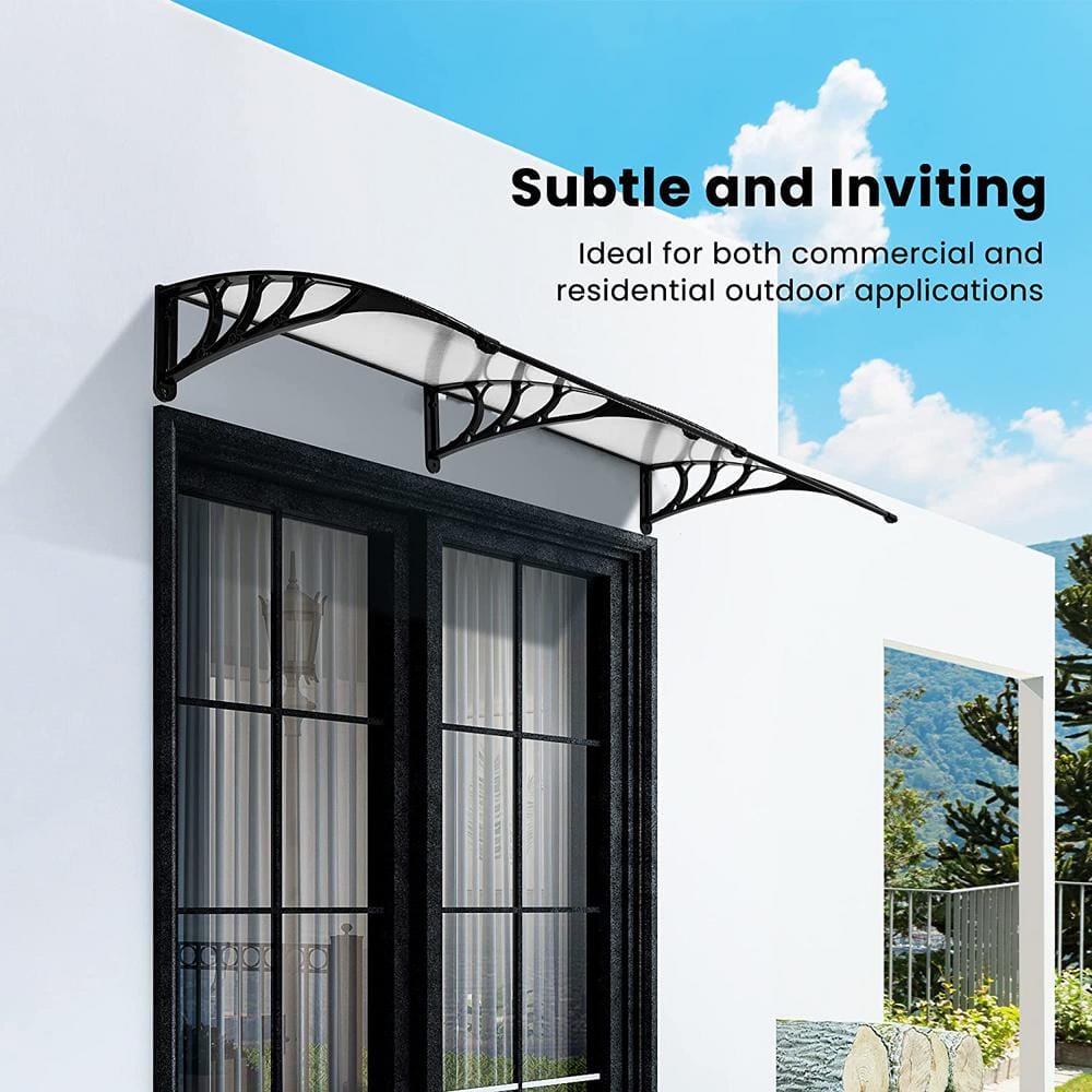 Clear and Black Aluminum Fixed Door/Window Awning