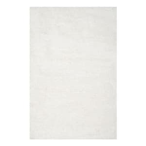 South Beach Shag Snow White 5 ft. x 8 ft. Solid Area Rug