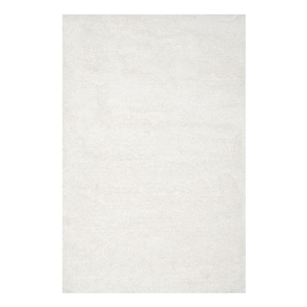 SAFAVIEH South Beach Shag Snow White 5 ft. x 8 ft. Solid Area Rug
