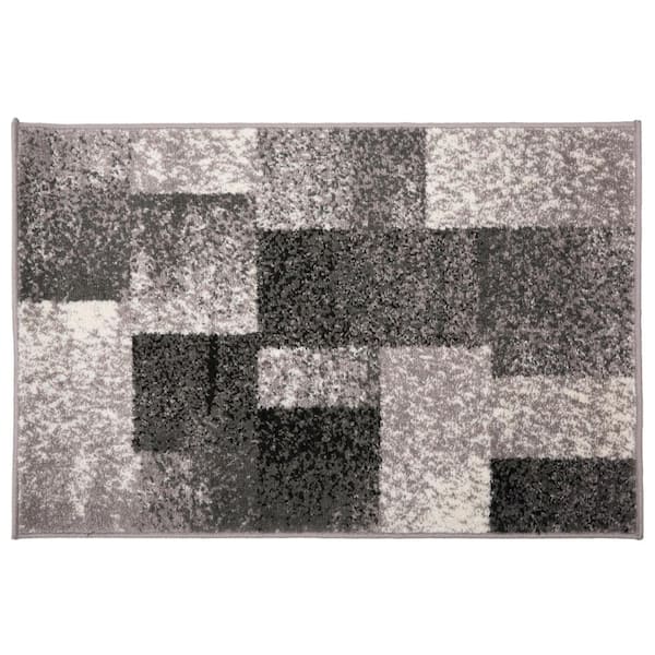 World Rug Gallery Contemporary Distressed Boxes Gray 2 ft. x 3 ft. Indoor Area Rug