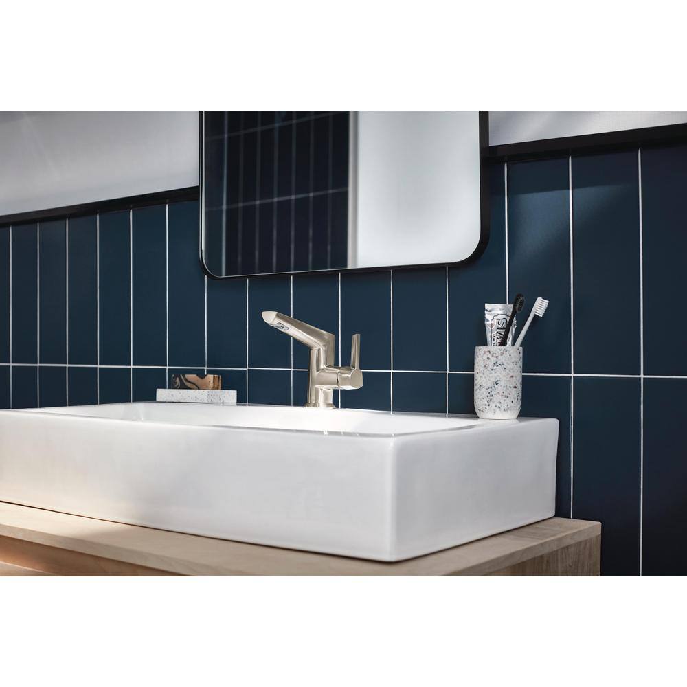 Delta Galeon Contemporary Single Hole Bathroom Faucet, Lumicoat Stainless