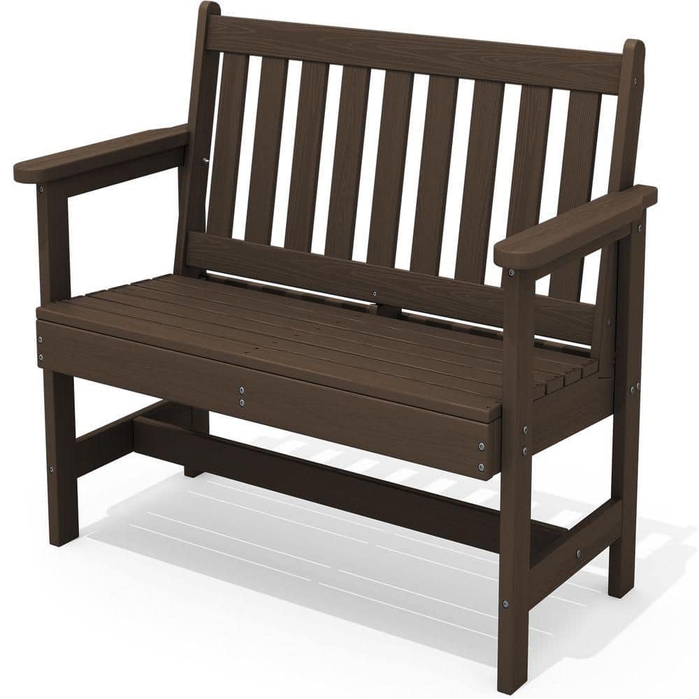 HIPS Outdoor Bench Plastic Weatherproof 2-Person Garden Bench in Brown price history on PriceWatchPro