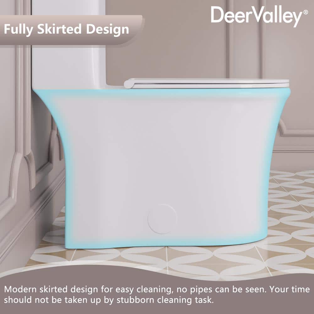 White Ceramic Elongated Dual Flush One-Piece Toilet