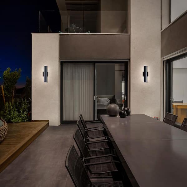 WAC Lighting Bastone 18 in. Black Indoor/Outdoor Hardwired Wall