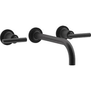 Purist 2-Handle Wall Mount Bathroom Sink Faucet Trim in Matte Black (Valve Not Included)