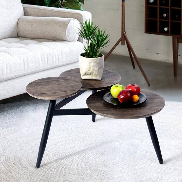 wood and metal multi level coffee table