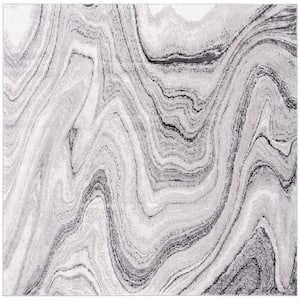 Amelia Light Gray/Ivory 7 ft. x 7 ft. Square Abstract Gradient Area Rug