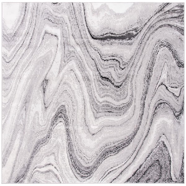 SAFAVIEH Amelia Light Gray/Ivory 7 ft. x 7 ft. Square Abstract Gradient Area Rug