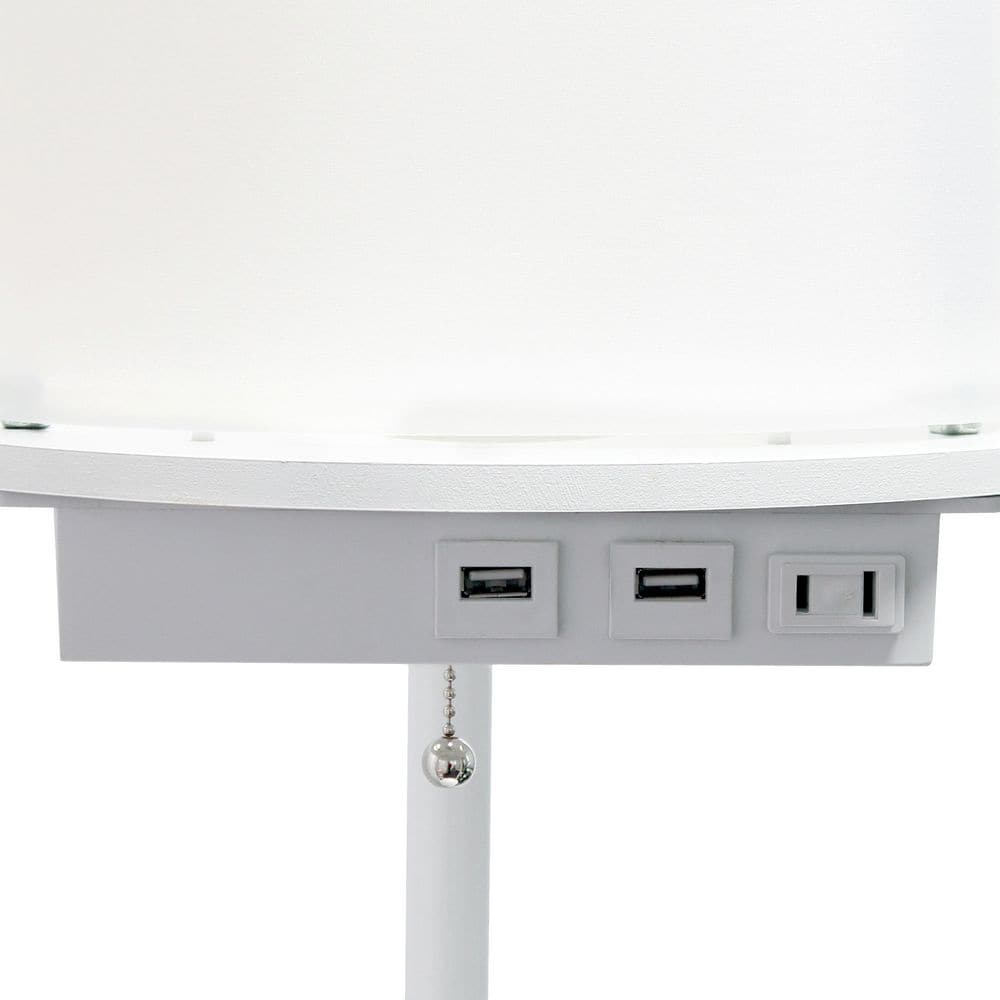 White Adjustable 3-Shelf Floor Lamp with USB Ports