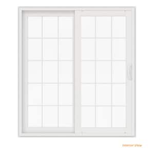 72 in. x 80 in. V-4500 White Vinyl Left-Hand 15 Lite Sliding Patio Door