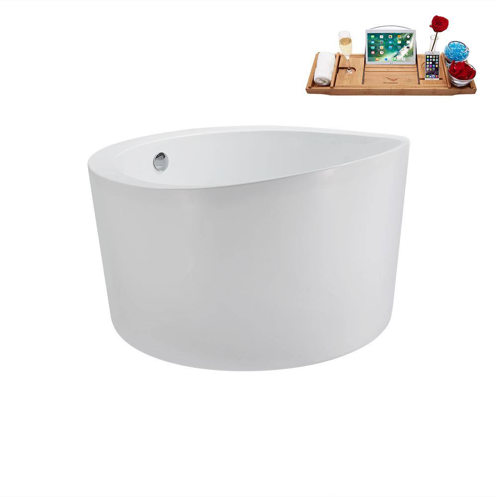 43.3'' Glossy White Round Acrylic Freestanding Soaking Tub