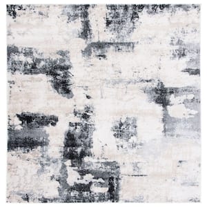 Lagoon Ivory/Charcoal 7 ft. x 7 ft. Abstract Gradient Square Area Rug
