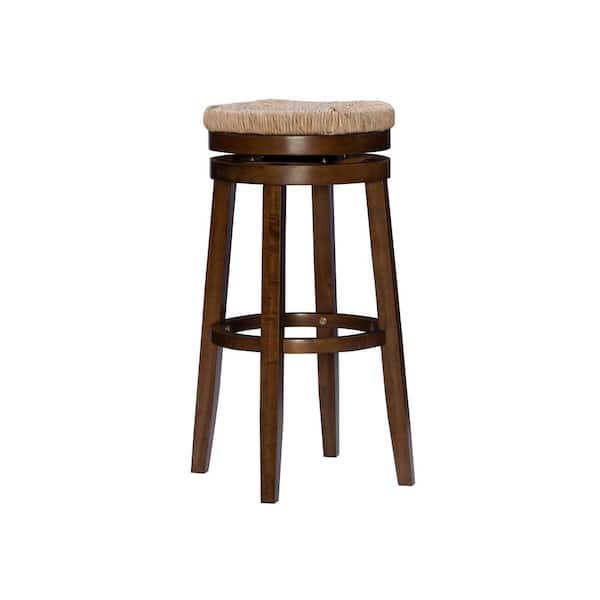 Powell Company Mesquite Walnut Barstool with Swivel Seagrass Seat