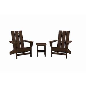 Aria Chocolate Recycled Plastic Modern Adirondack Chair with Side Table (2-Pack)