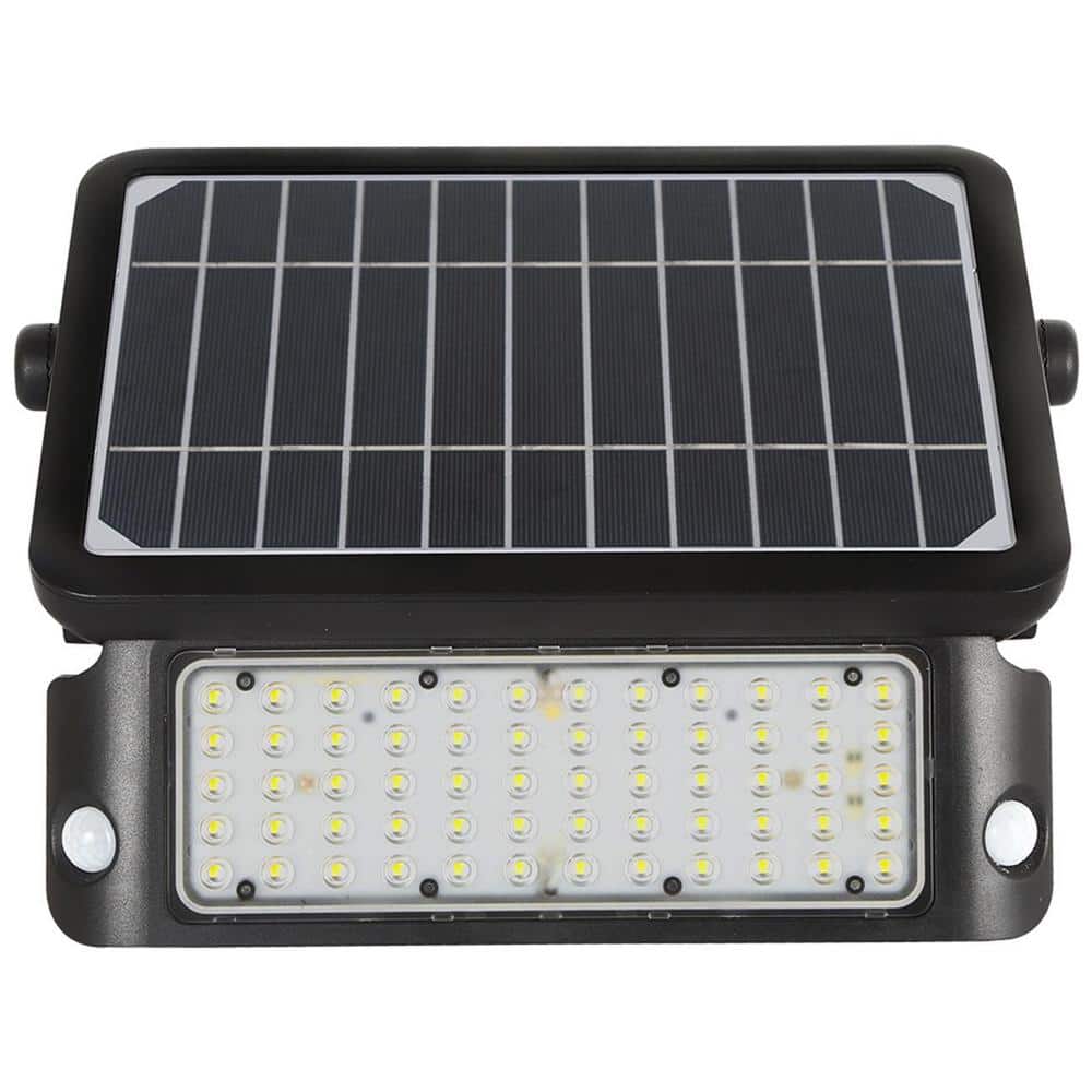 Solar 10-Watt Equivalent Integrated LED Black Wall Pack Light 1080 Lumens 4