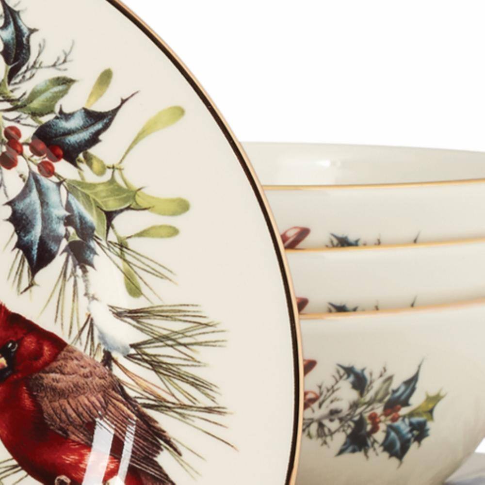 Ivory Porcelain Winter Greetings 12-Piece Dinnerware Set