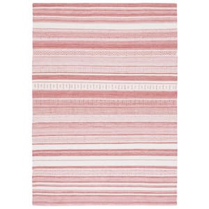 Striped Kilim Pink/Ivory 5 ft. x 8 ft. Abstract Striped Area Rug