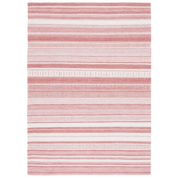 SAFAVIEH Striped Kilim Pink/Ivory 8 ft. x 10 ft. Abstract Striped Area Rug