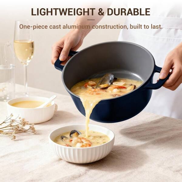 Numhew 8-Piece 4.5 qt. Ceramic Stock Pot with Lid, Cooking Pot Set