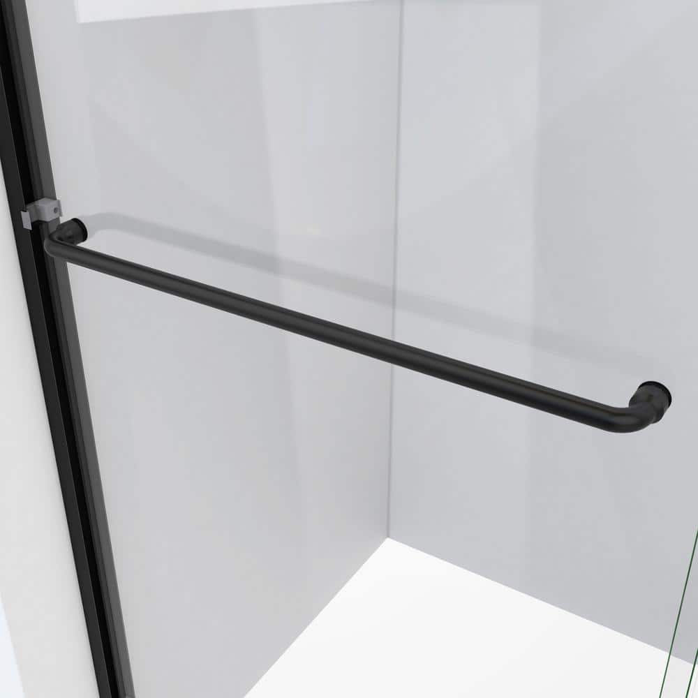 Matte Black 60" x 70" Semi-Frameless Sliding Shower Door with Clear Glass