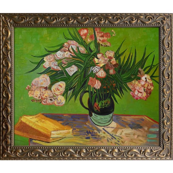 LA PASTICHE Majolica Jar with Branches of Oleander, 1888 Vincent Van Gogh Elegant Gold Framed Abstract Art Print 25.5 in. x 29.5 in.
