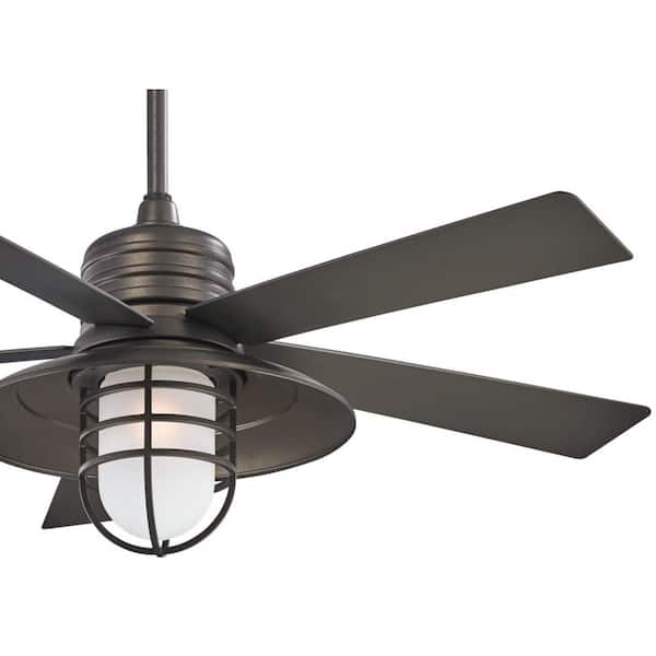 Minka Aire Rainman 54 In Led Indoor Outdoor Smoked Iron Ceiling Fan With Light And Wall Control F582l Si The Home Depot - 54 Rainman 5 Blade Outdoor Ceiling Fan Light Kit Included