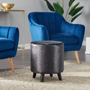 16 in. Black Wood Contemporary Stool