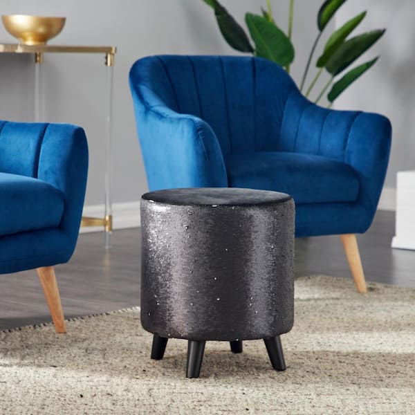 Litton Lane Caspian 16 in. Black Wood Contemporary Stool