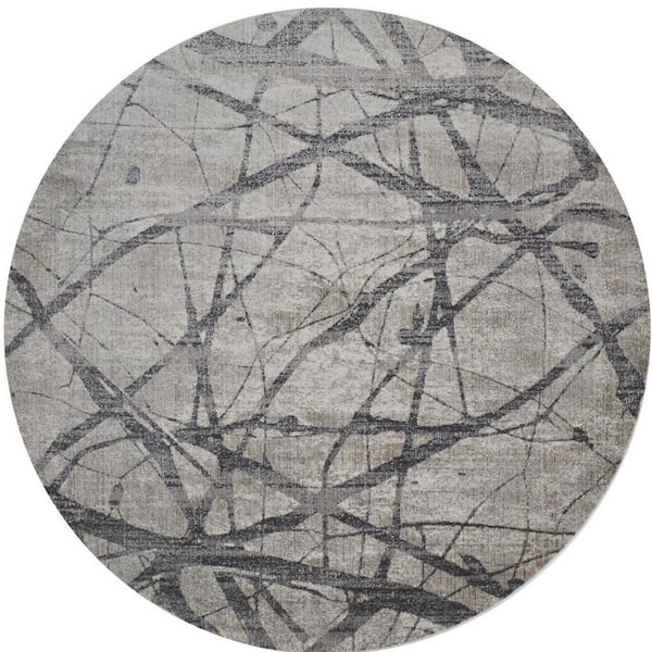 2 ft. x 8 ft. Gray, Ivory Abstract Area Rug