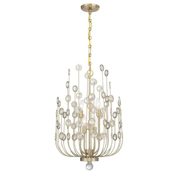 Irina 4-Light Noble Brass Glam Crystal Chandelier