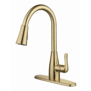 McKenna Single-Handle Pull-Down Sprayer Kitchen Faucet in Matte Gold with TurboSpray and FastMount