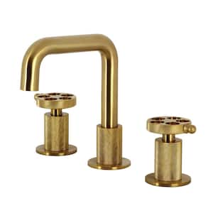 Wendell 8 in. Widespread Double Handle Bathroom Faucet in Brushed Brass