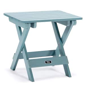 Fence Blue Rectangle Plastic Outdoor Side Table