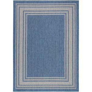 Horizon Denim 5 ft. x 7 ft. Indoor/Outdoor Bordered Contemporary Area Rug