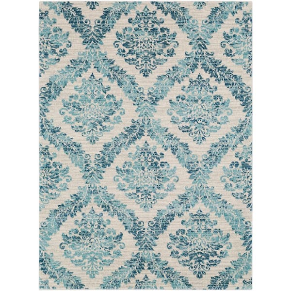 Artistic Weavers Agnetha Teal 8 Ft X, Teal Gray And White Area Rug