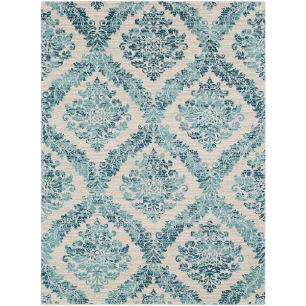 Agnetha Teal Doormat 2 ft. x 3 ft. Area Rug