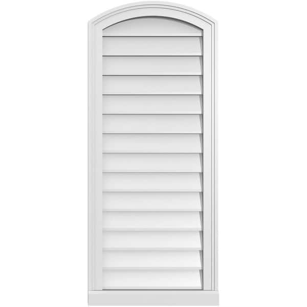 Ekena Millwork 18 in. x 42 in. Arch Top Surface Mount PVC Gable Vent: Functional with Brickmould Sill Frame