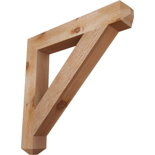 Ekena Millwork 4 in. x 28 in. x 28 in. Western Red Cedar Traditional Craftsman Rough Sawn Bracket
