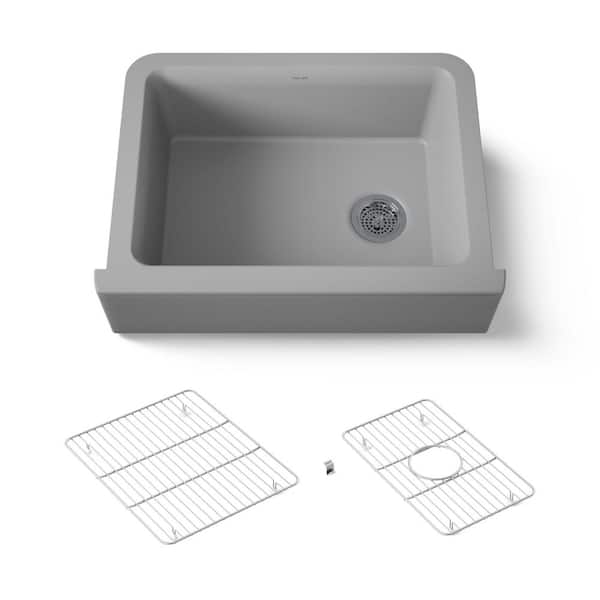 Cairn Matte Grey Granite Composite 29.6875 in. Single Bowl Undermount Kitchen Sink