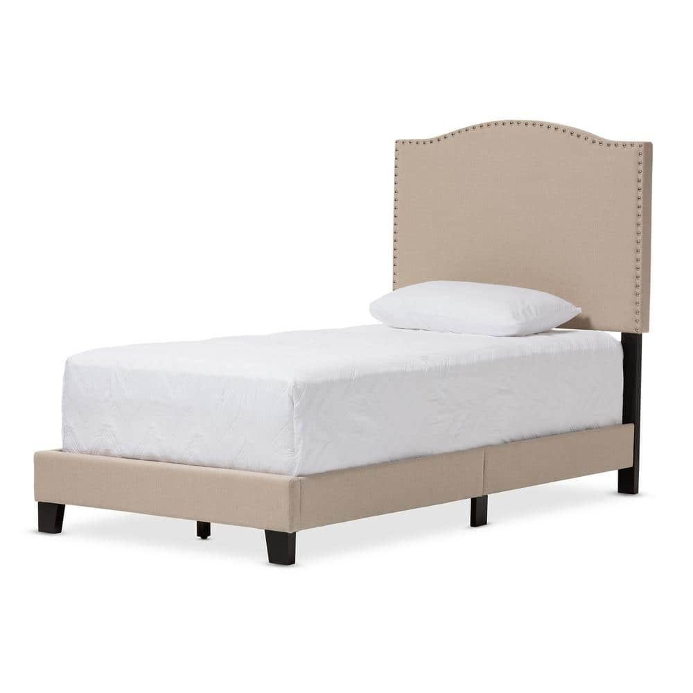 Baxton Studio Benjamin Beige Twin Upholstered Bed 28862 6837 HD