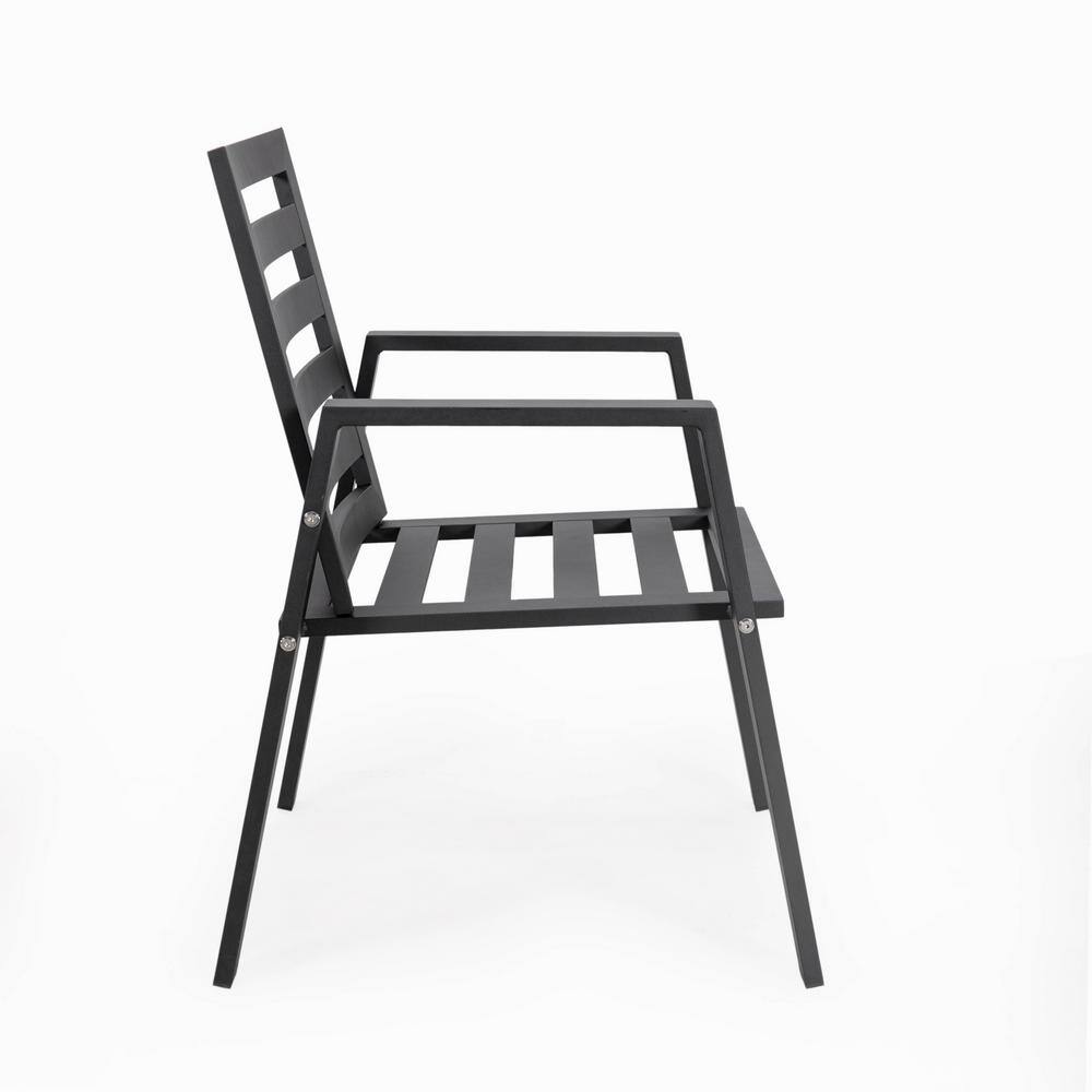 Charcoal Blue Aluminum Patio Dining Chairs with Cushions, Set of 2