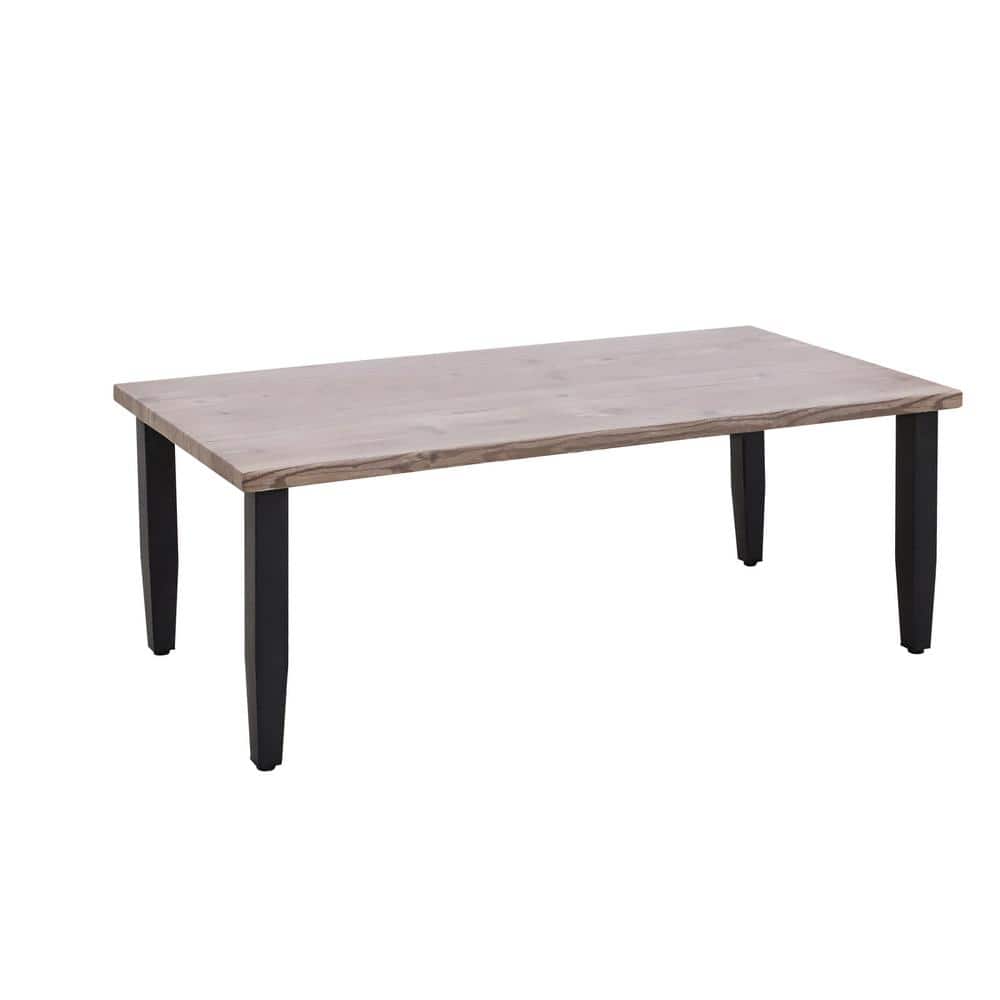 Rectangular Brown Wood Grain Steel Outdoor Coffee Table