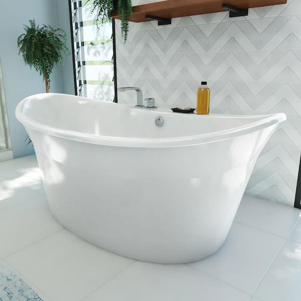 DreamLine Montego 66 in. x 36 in. Acrylic Freestanding Flatbottom Soaking Bathtub in White