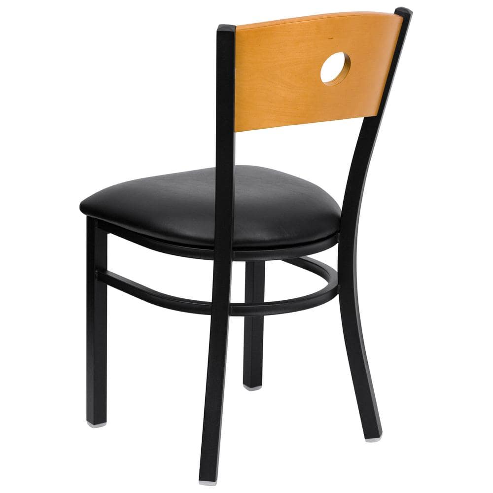 Black Circle Back Steel Frame Side Chair with Vinyl Seat