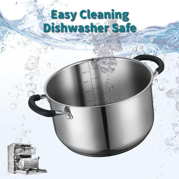 Stainless Steel Stock Pot 6 qt. with Steamer, Multipurpose