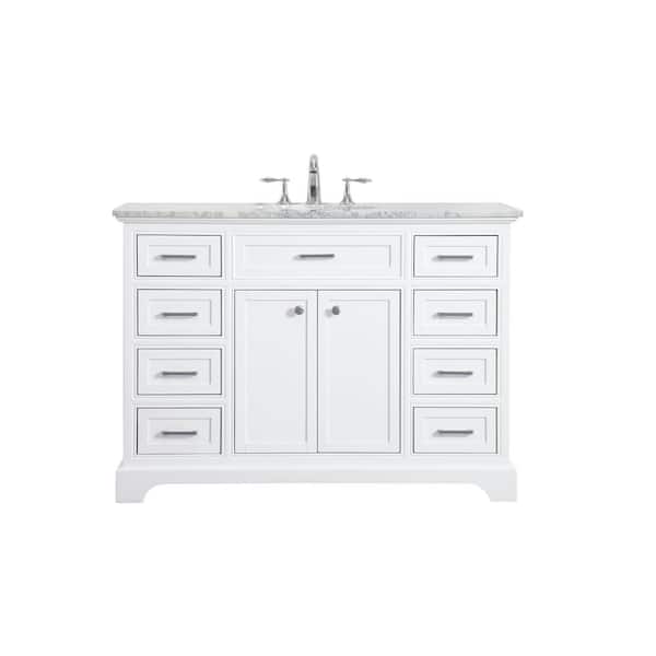 Unbranded Timeless Home 48 in. W Single Bathroom Vanity in White with Vanity Top in White with White Basin