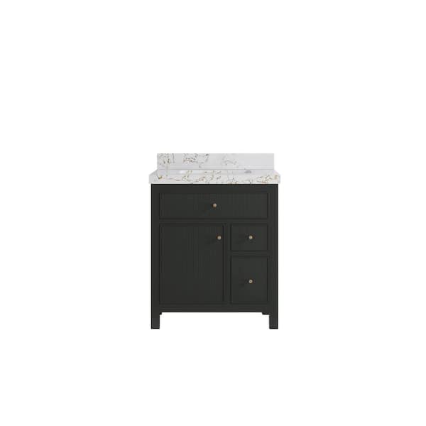 Willow Collections Sonoma 30 in. Single Sink Freestanding Black Top Bath Vanity with Viola Gold Qt. Top Unassembled