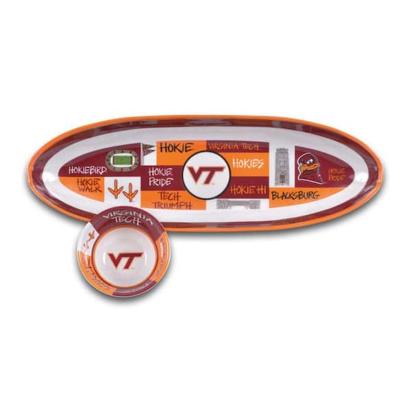 Virginia Tech 20 in. Assorted Colors Melamine Oval Chip and Dip Server (Set of 2)