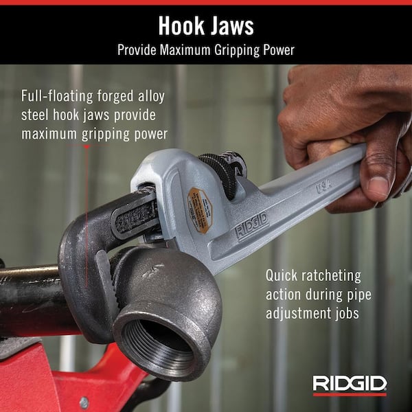 RIDGID 18 in. Straight Pipe Wrench for Heavy-Duty Plumbing, Sturdy Plumbing  Pipe Tool with Self Cleaning Threads and Hook Jaws 31025 - The Home Depot